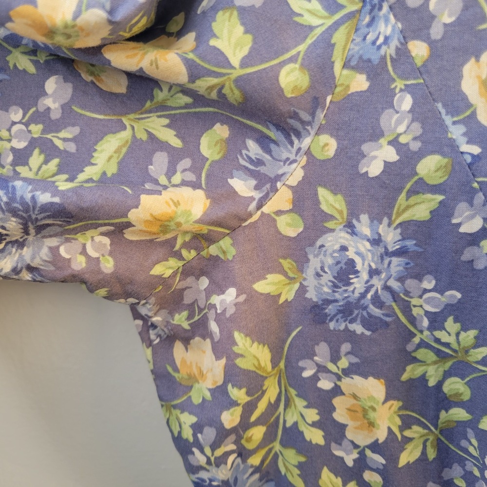 Vtg Laura Ashley Made in UK Floral Cotton Prairie Cottage Midi Dress Women 14 - Picture 13 of 15